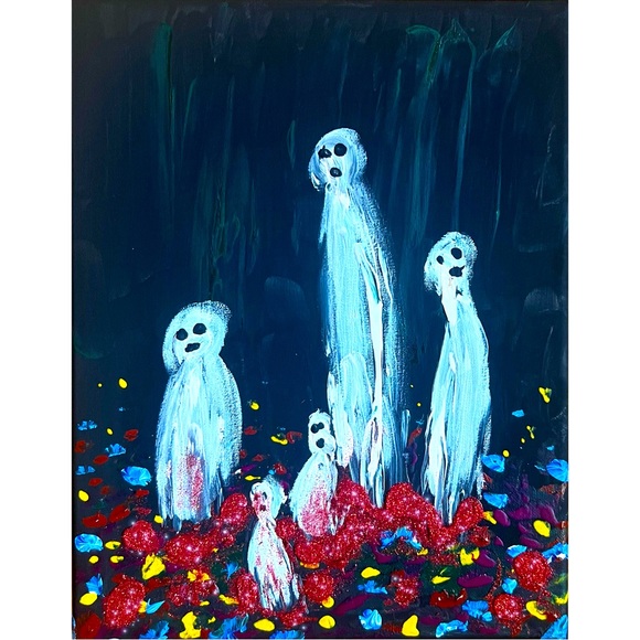handmade Other - The Woods Original Acrylic Painting Dark Art Eerie Spooky 8x10” Painting